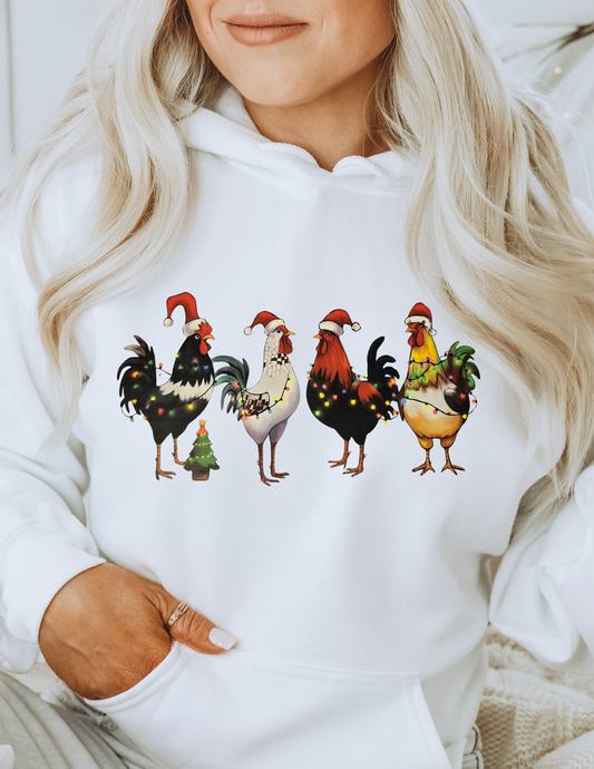 Christmas Chickens in hats Heat Transfer