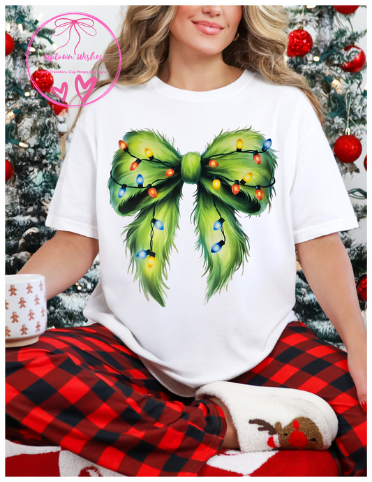 Green Christmas Bow Heat Transfer