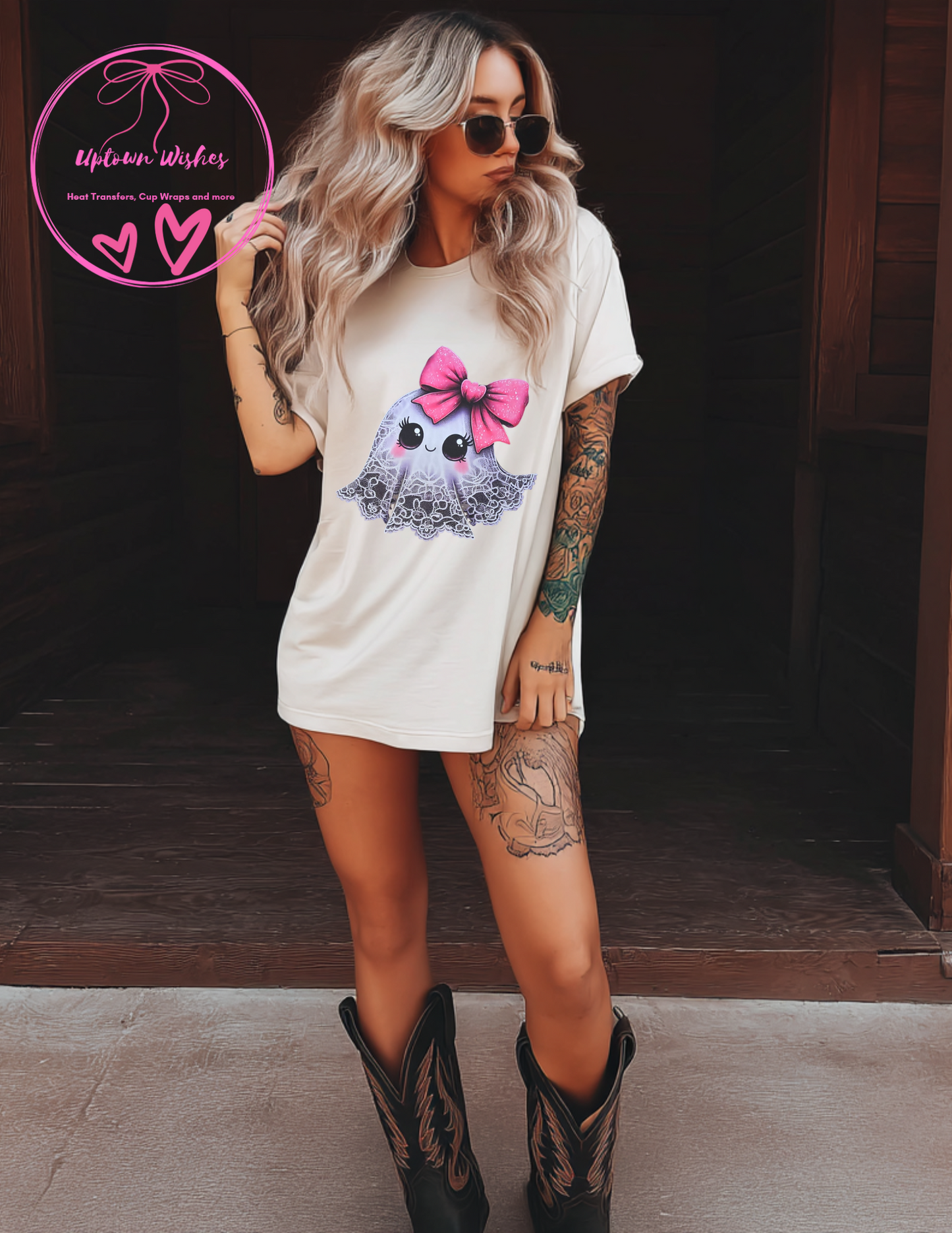 Ghost Pink Bow Heat Transfer
